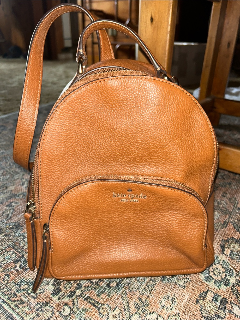 kate spade Tan Pebbled Leather Mini Backpack